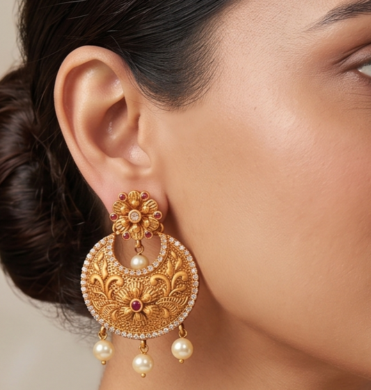 Matte Finish Cz-pink Bali Earrings -dj11686