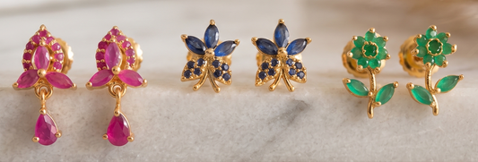 Gold Tone 3 Pair Of Combo Earrings-dj11764