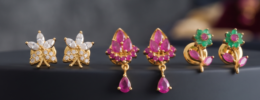 Gold Tone 3 Pair Of Combo Earrings-dj11771