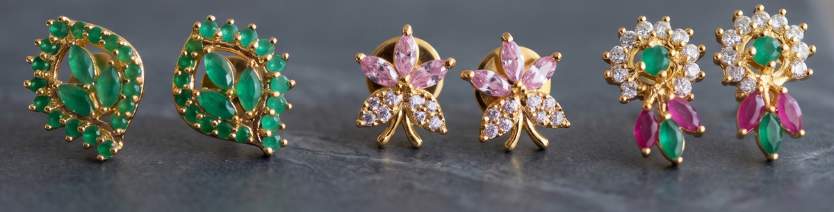 Gold Tone 3 Pair Of Combo Earrings-dj11776