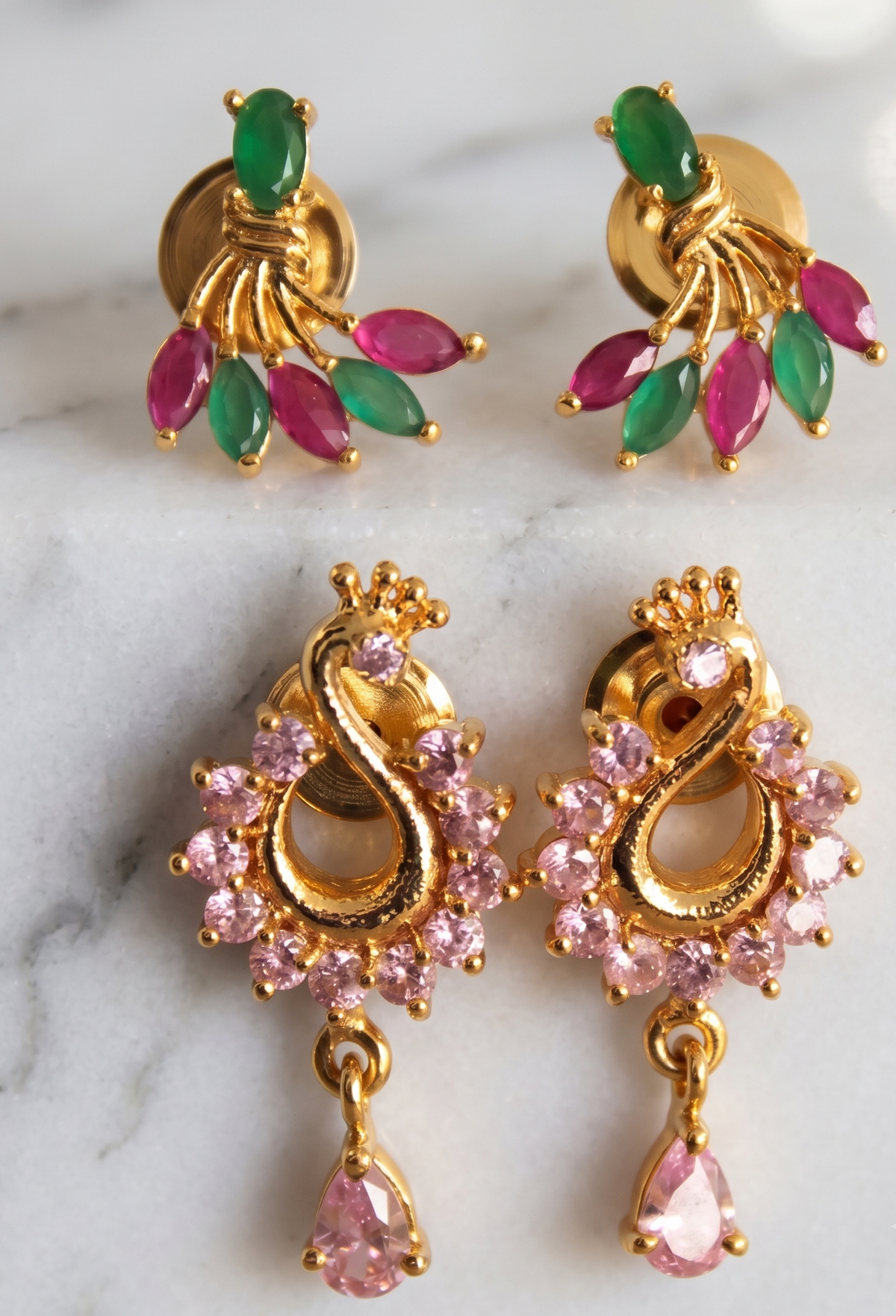 Gold Tone 2 Pair Of Combo Earrings-dj11782