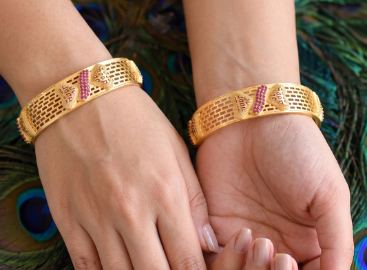 Gold Forming Semiprecious Ruby Bangles(2.4)  dj-11829