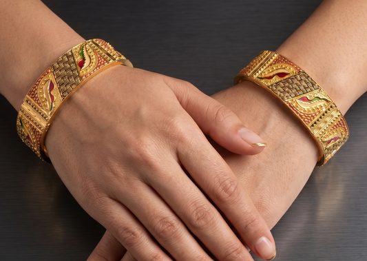 Gold Forming Meenakari Bangles (2.8) dj11834