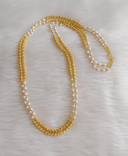 Gold tone 30 inches pearl double layer chain dj-33317