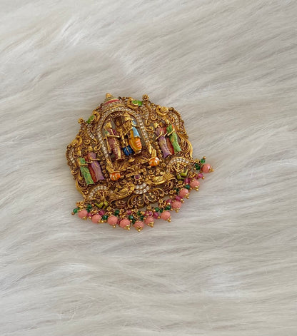 Matte finish srinivasa thirukalyanam meenakari pendant dj-54740