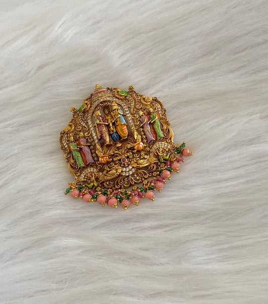 Matte finish srinivasa thirukalyanam meenakari pendant dj-54740