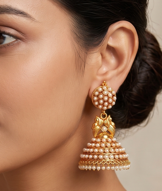 Antique Pearl Peacock Jhumkka -dj11927