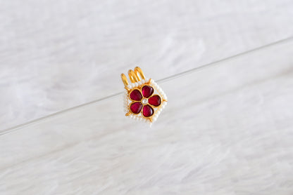 Gold tone pink-white kundan jadau flower hair jewel dj-52503