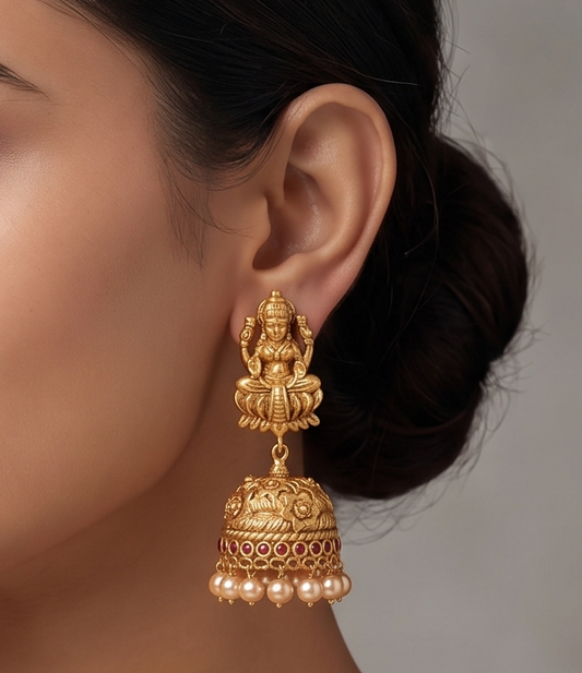 Matte Finish Ruby pearl Lakshmi Jhumkka  -dj12185