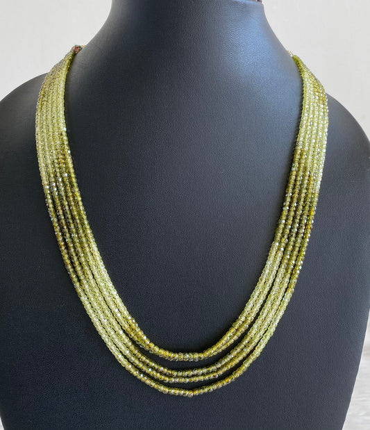 Multilayer Semiprecious Olive Green Crystal Mala -dj12259