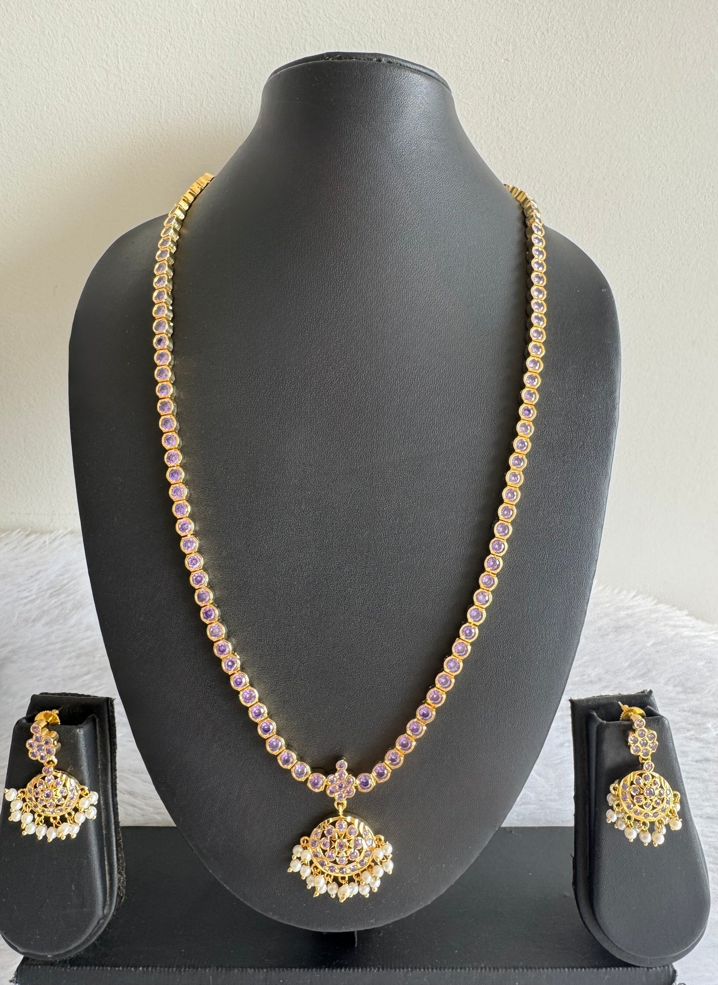 Gold tone purple South Indian style haar set dj-51677