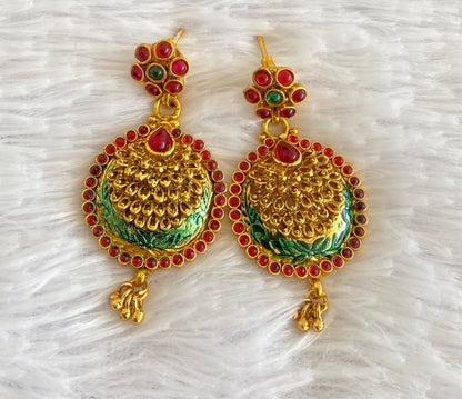 Antique gold tone kemp-green stone earrings dj-52994