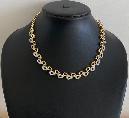 Two tone cz white stone necklace dj-54862