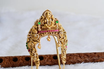 Antique gold tone cz pink-green jadau lakshmi peacock elephant nakshi vanki/bajuband dj-51966