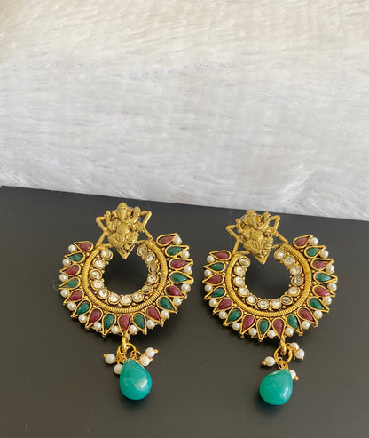 Antique gold tone ganesha bali earrings dj-52971