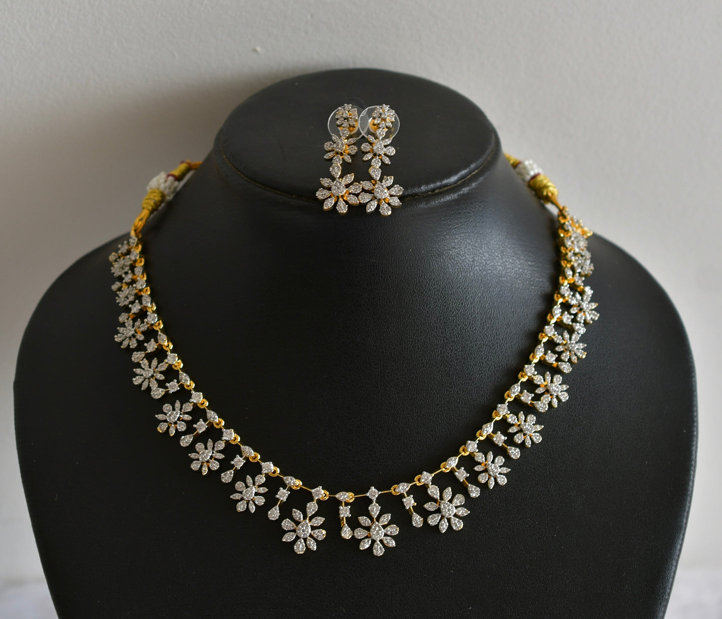 Two tone white flower necklace set dj-51973