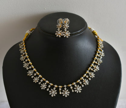 Two tone white flower necklace set dj-51973