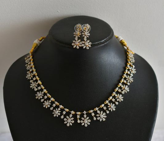 Two tone white flower necklace set dj-51973