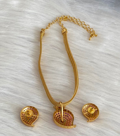 Antique gold tone kemp-green stone mango necklace set dj-54269