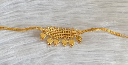 Gold tone kerala style pink-green-white palakka choker necklace dj-54131