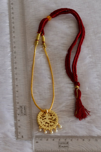 Gold tone precious kemp-green pearl Shri Natarajar necklace dj-52254