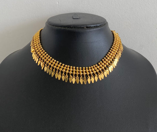 Gold tone elakka thali choker necklace dj-54549