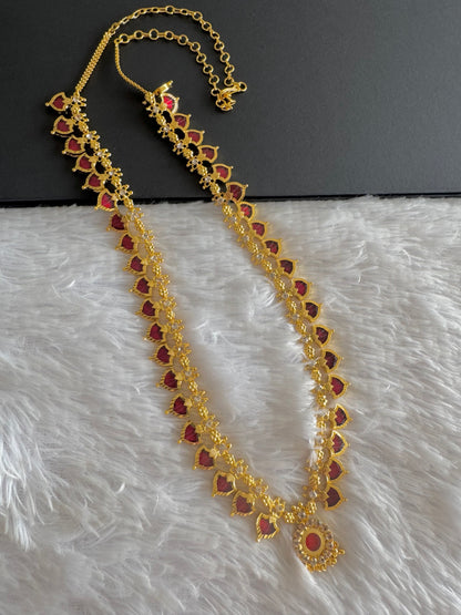 Gold tone Kerala style Red Palakka Haar DJ21867