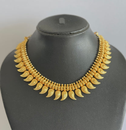 Matte gold tone kerala style mango necklace dj-51657
