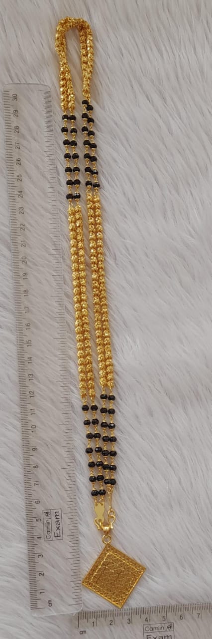 Gold tone 24 inches double layer karimani chain with pendant dj-47336