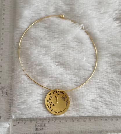 Matte finish pink kundan jadau round hasli peacock necklace dj-51532