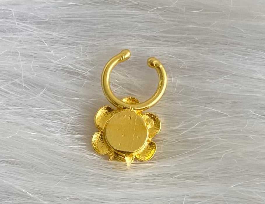 Gold tone white stone nose pin/bulakku dj-53787