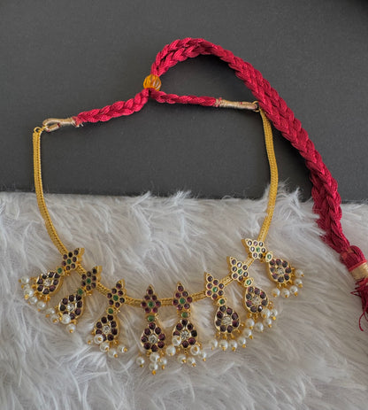 Gold tone precious kemp-green pearl necklace dj-52287