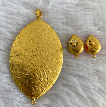 Gold tone pink pearl pacchi pendant set dj-52955
