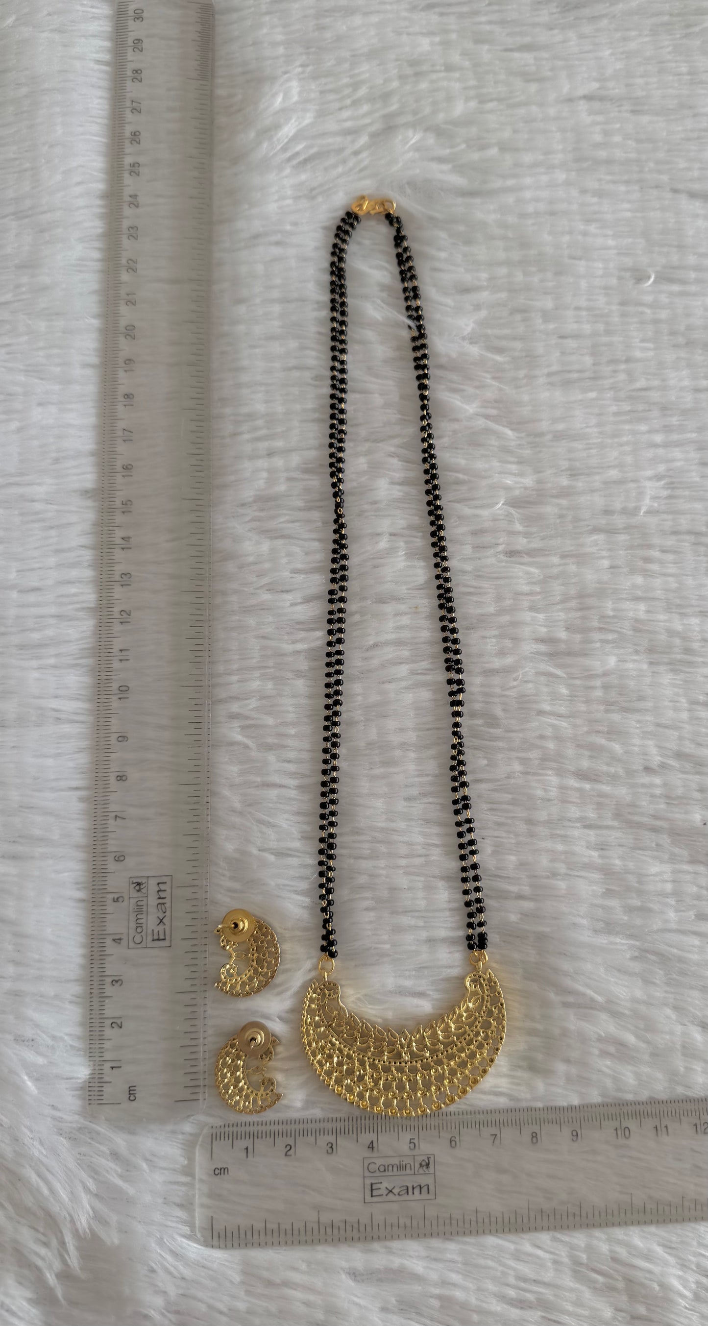 Two tone cz white stone 18 inches moon mangalsutra set dj-52066