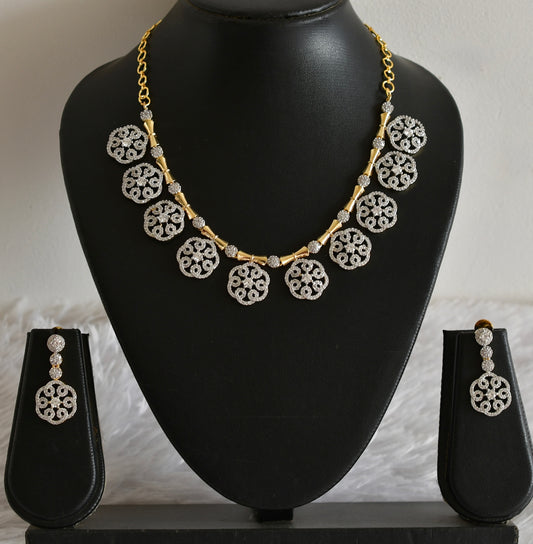 Two tone white flower necklace set dj-51977