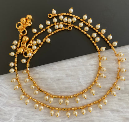 Antique gold tone pearl anklets set dj-53204