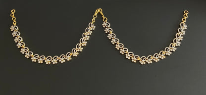 Two tone cz white stone ear side chain dj-54058