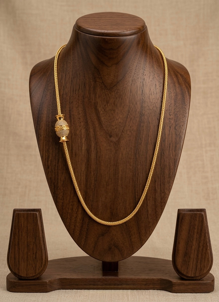 Gold tone white mugappu chain dj-25107