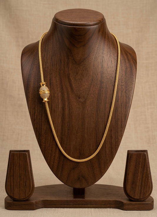 Gold tone white mugappu chain dj-25107