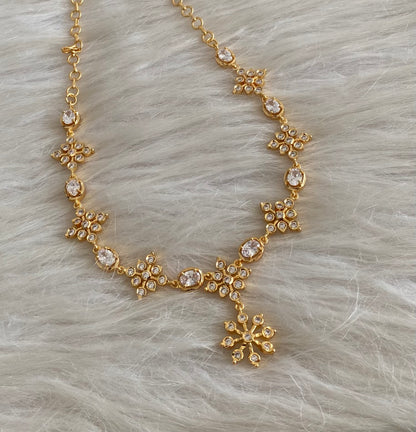 Gold tone white stone necklace dj-54929