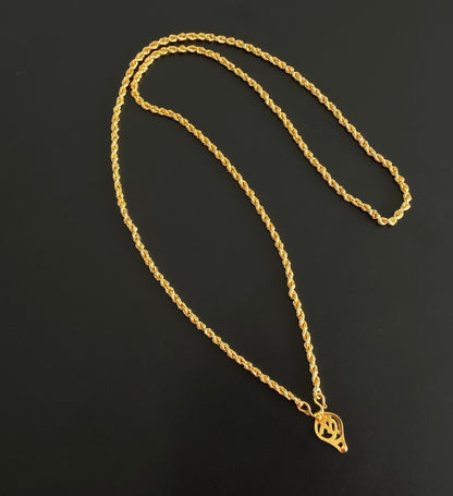 Gold tone 24 inches chain with om elakka pendant dj-54387