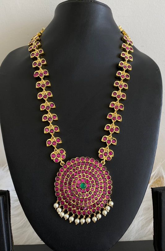 Gold tone precious kemp-green round pearl haar dj-53940