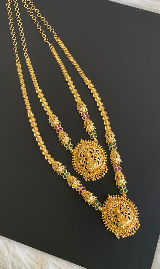 Gold tone kemp-green stone lakshmi combo set dj-54295