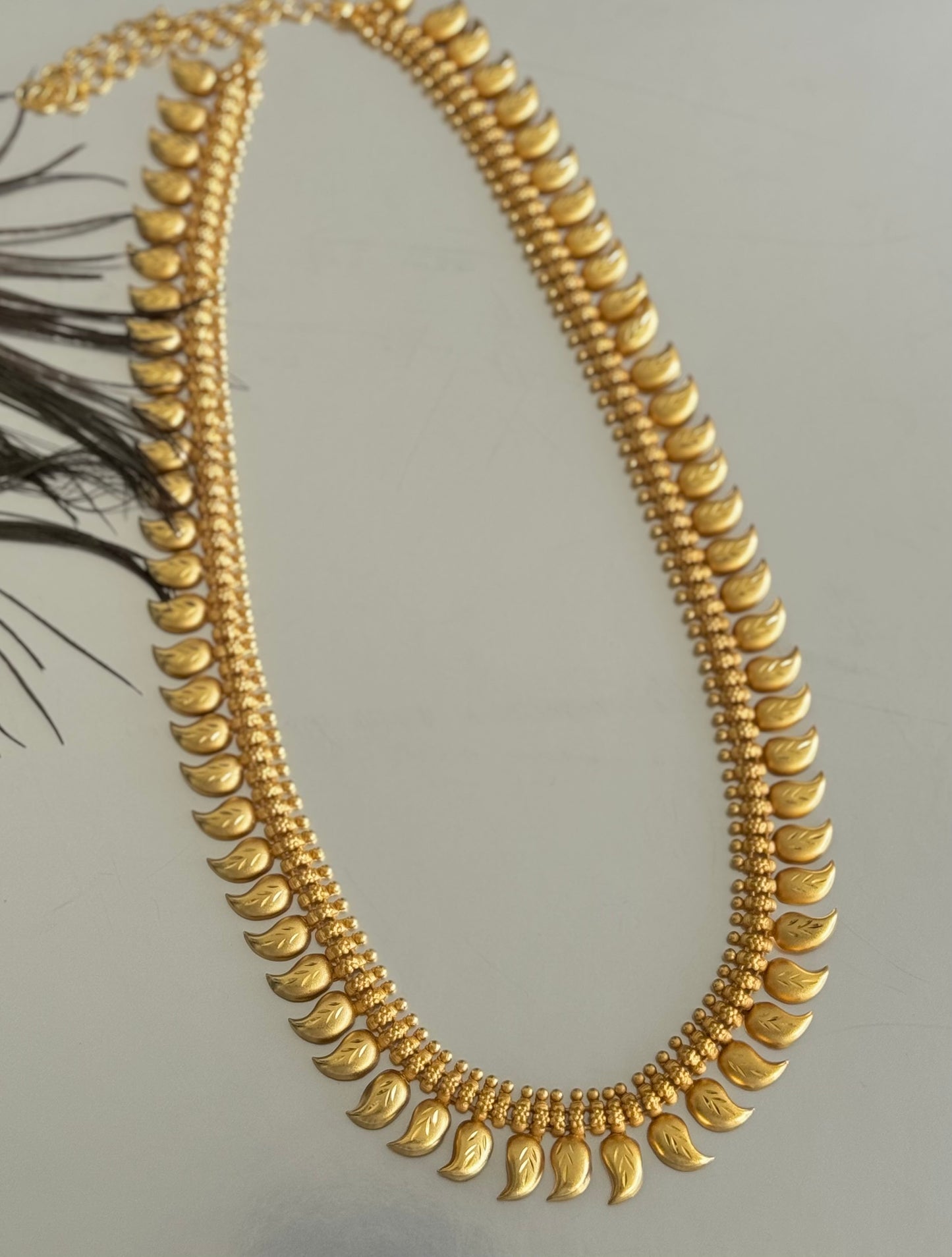 Matte gold finish kerala style mango haar dj-51627