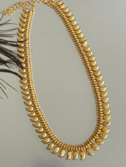 Matte gold finish kerala style mango haar dj-51627