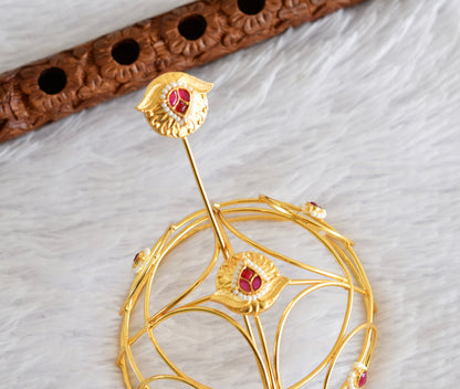 Gold tone kemp-green bun cage-hair accessory with stick Dj-52337