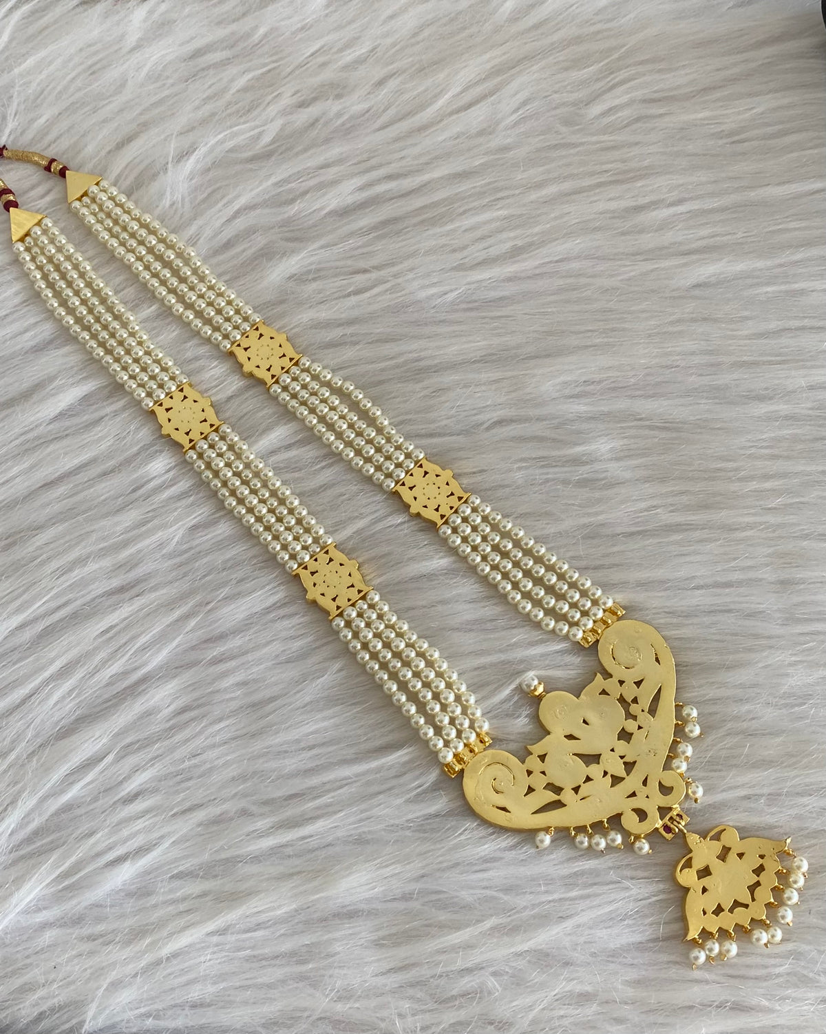 Gold tone precious kemp-green-white peacock flower pearl haar dj-54727