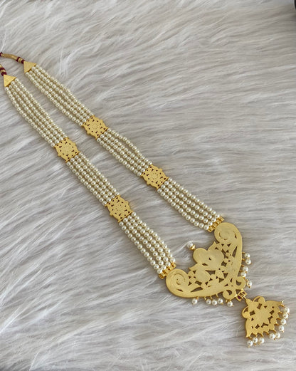 Gold tone precious kemp-green-white peacock flower pearl haar dj-54727