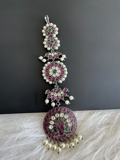 Black finish precious kemp-green-white pearl peacock tikka dj-51175