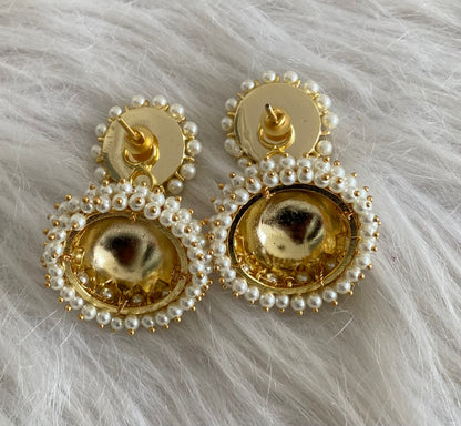 Gold tone precious kemp-green pearl big jhumkka dj-54615